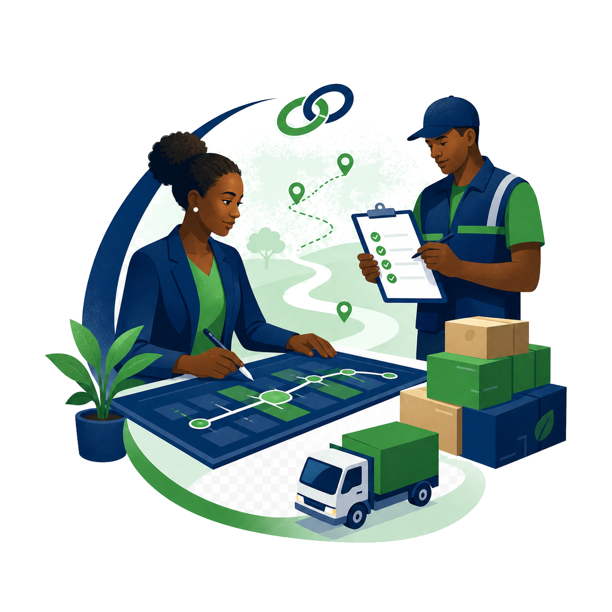 Programme coordinator planning delivery routes and operational support